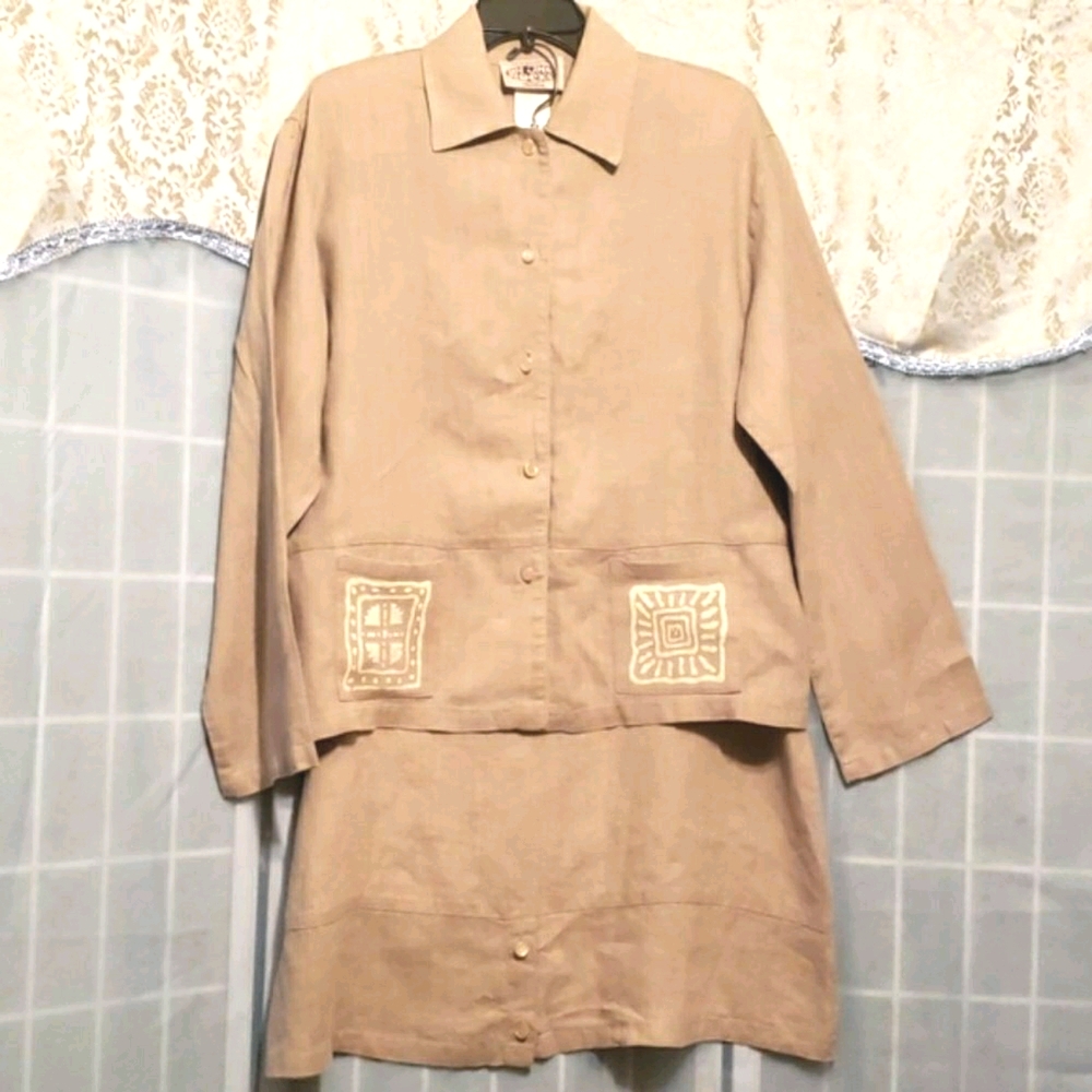 ON THE ROCKS 100% LINEN SKIRT SUIT SZ M